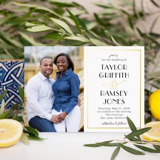 Fun Ampersand FOIL Editable Color Photo Wedding Foil Invitation (Creator Uploaded)