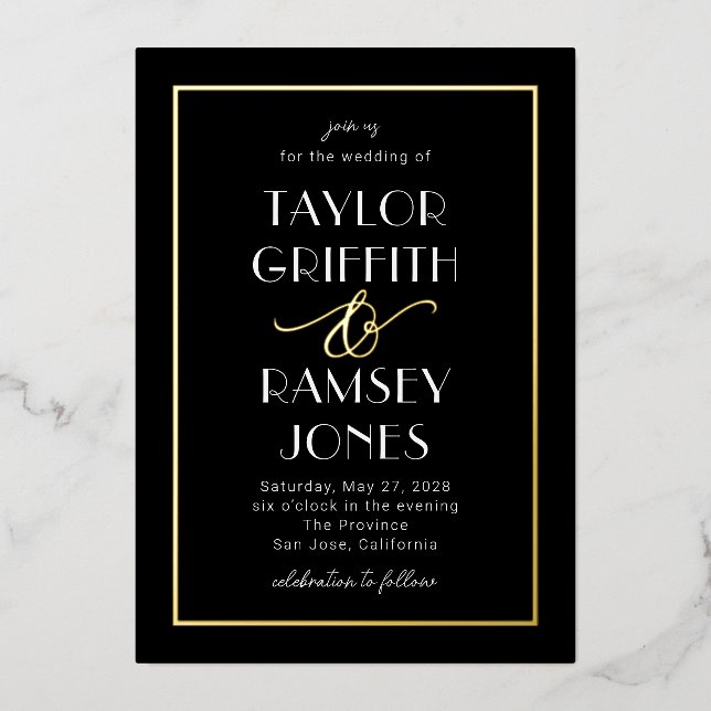 Fun Ampersand FOIL Editable Color Wedding Invitation (Front)
