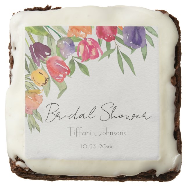 Fun and Bright Tulips and Greenery Bridal Shower  Brownie (Front)