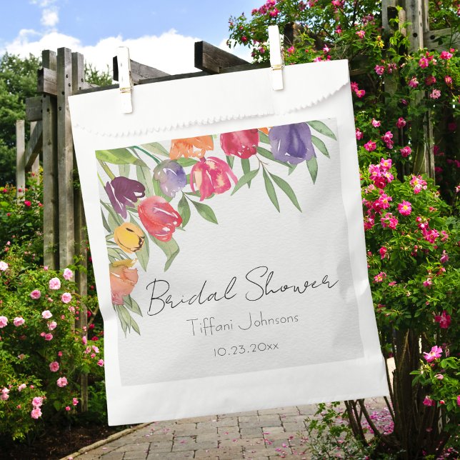 Fun and Bright Tulips and Greenery Bridal Shower Favor Bag (Creator Uploaded)