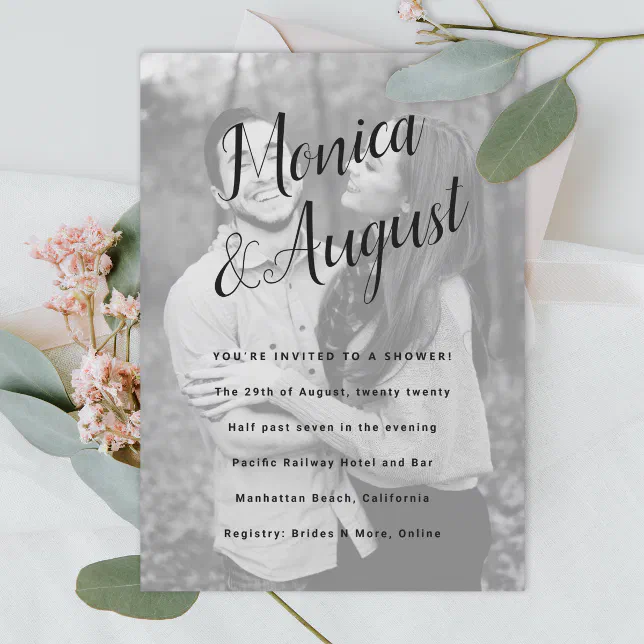 Fun and Casual Names Photo Couples Wedding Shower Invitation | Zazzle