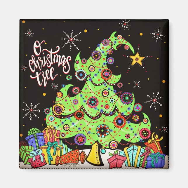 Fun and Cheerful Christmas Tree Magnet (Front)