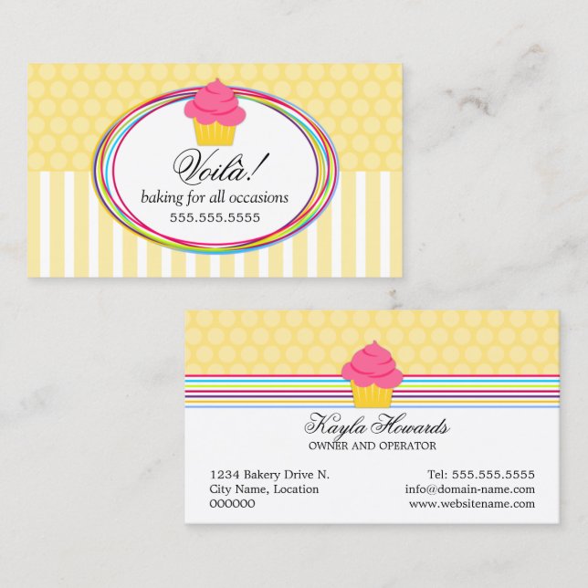Fun and Colofrul Cupcake Bakery Business Card (Front/Back)