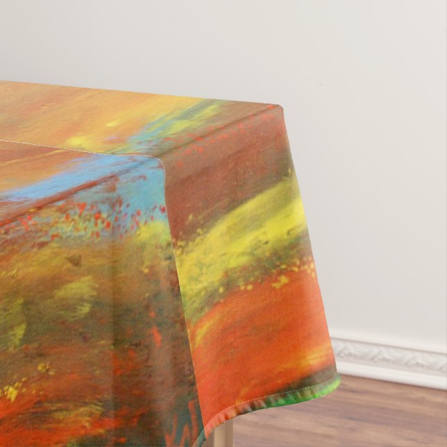 Fun and Colorful Abstract Painting Tablecloth (In Situ)