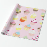 Fun and Colorful Birthday Cupcakes Wrapping Paper
