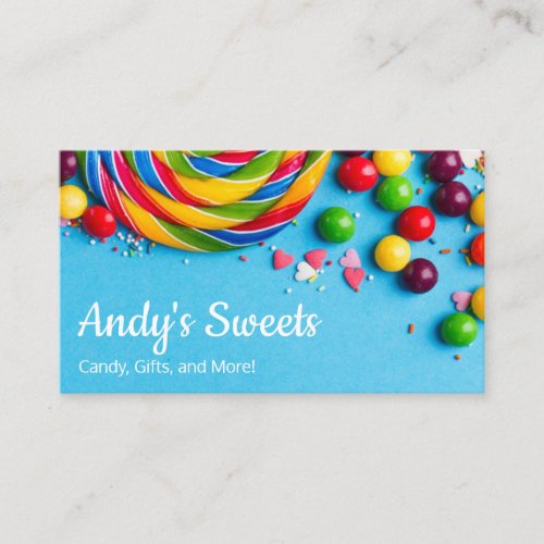 Fun and Colorful Candy Shop Sweets Store Business Card