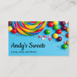 Fun and Colorful Candy Shop Sweets Store Business Card