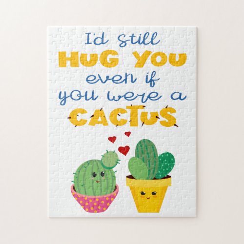 Fun and colorful cartoon Cactus in love romantic Jigsaw Puzzle