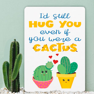 Fun and colorful cartoon Cactus in love Valentine Card