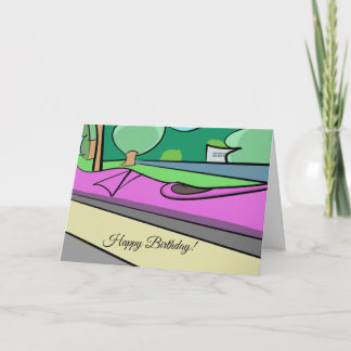 Fun and Colorful Cartoon Kayak Happy Birthday Card