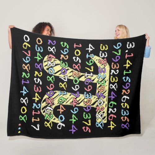 Fun and Colorful Chalkboard_Style Pi Calculated Fleece Blanket