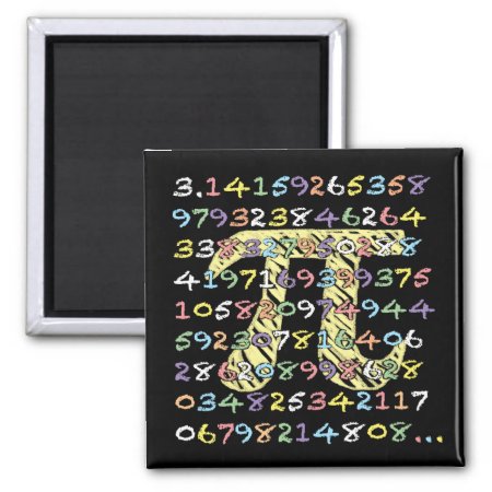 Fun And Colorful Chalkboard-style Pi Calculated Magnet