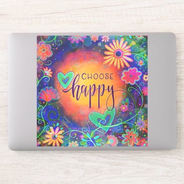 Fun and Colorful Choose Happy Encouragement Sticker (Computer)
