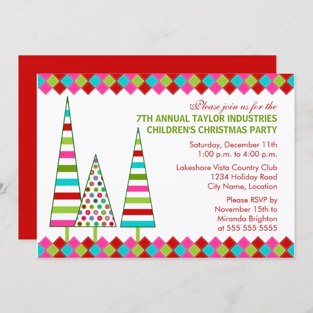 Fun and Colorful Christmas Party Invitation (Front/Back)