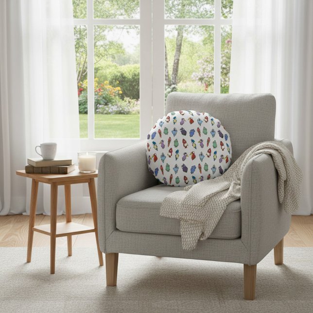 Fun and Colorful Decorative  Round Pillow (Creator Uploaded)