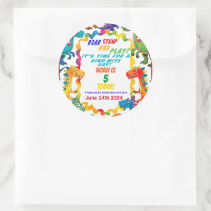 Fun and Colorful Dinosaur Birthday Party Classic Round Sticker