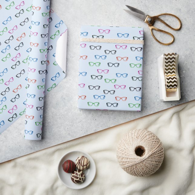 Fun and Colorful Eyeglass Spectacles Art Pattern Wrapping Paper (Crafts)