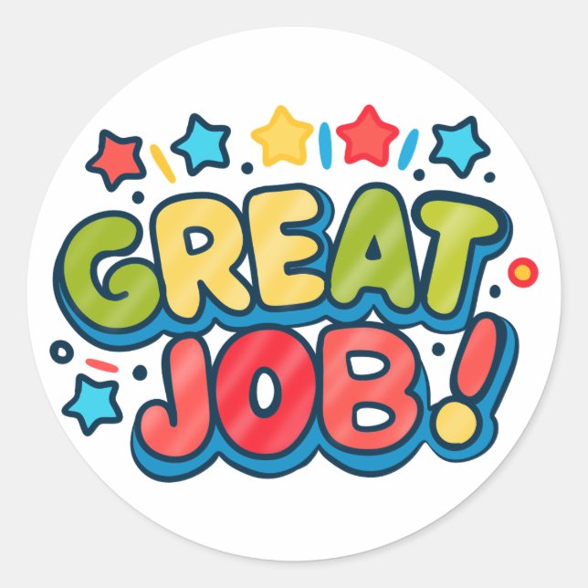 Fun and Colorful Great Job Reward Stickers (Front)
