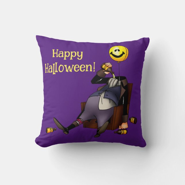Fun And Colorful Halloween Throw Pillow (Front)
