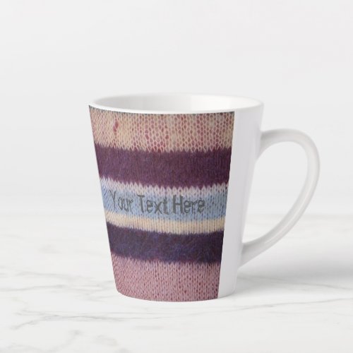 fun and colorful hand knitted stripes latte mug
