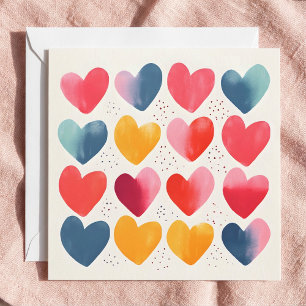 Fun and colorful hearts note card