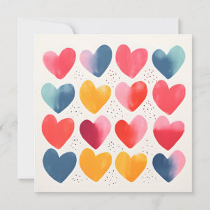 Fun and colorful hearts note card