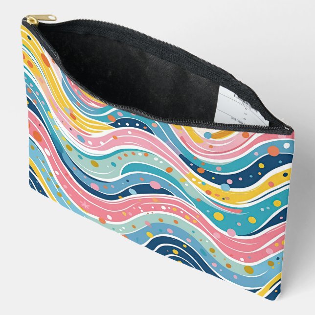 Fun and Colorful Hippie Abstract Art Accessory Pouch (Open)