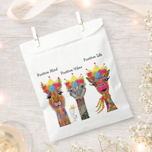 Fun and Colorful Llama Giraffe Ostrich Favor Bag