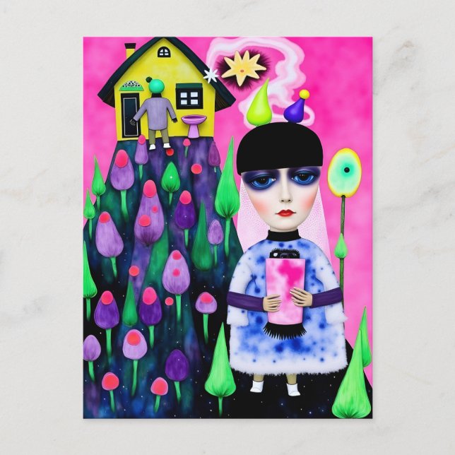 Fun and Colorful Mixed Media Collage Postcard (Front)