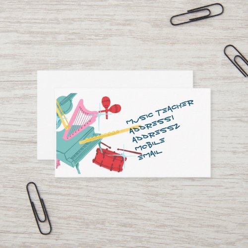 Fun and colorful Musical Teacher  Business Card