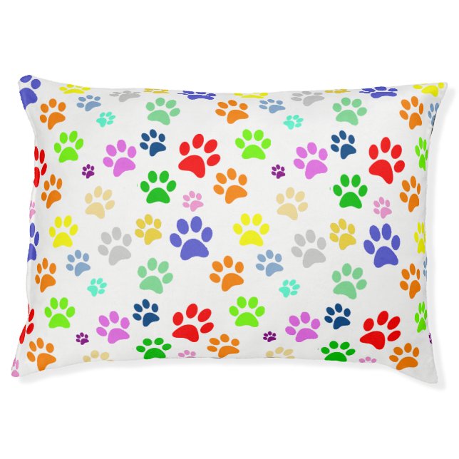 Fun and Colorful Pet Paw Pattern Bed (Front)