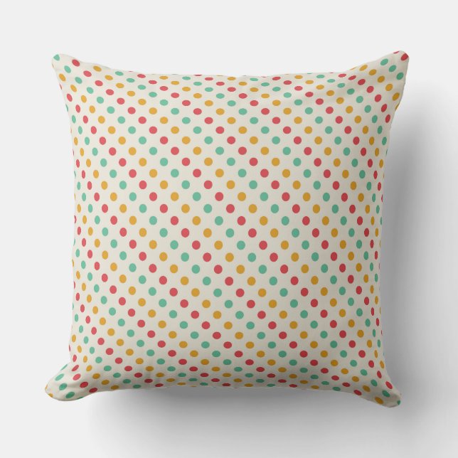 Fun and Colorful Polka Dot Pattern Throw Pillow (Front)