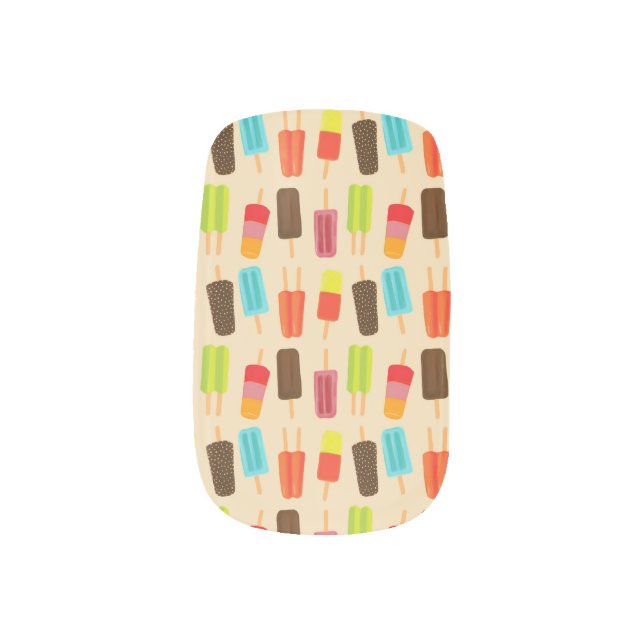 Fun and Colorful Popsicles Retro Pattern Minx Nail Art (Left Thumb)