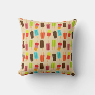 Fun and Colorful Popsicles Retro Pattern Throw Pillow