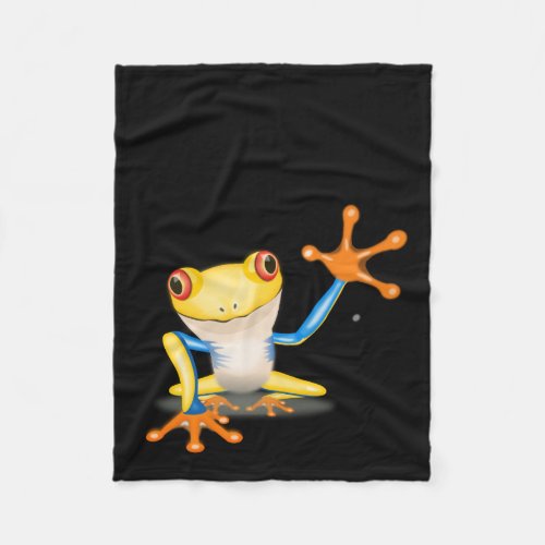Fun and Colorful Red Eyed Tree Frog Fleece Blanket