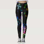 Fun and Colorful Snowflakes on Black Leggings