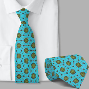 Fun and Colorful Teal Pattern Neck Tie