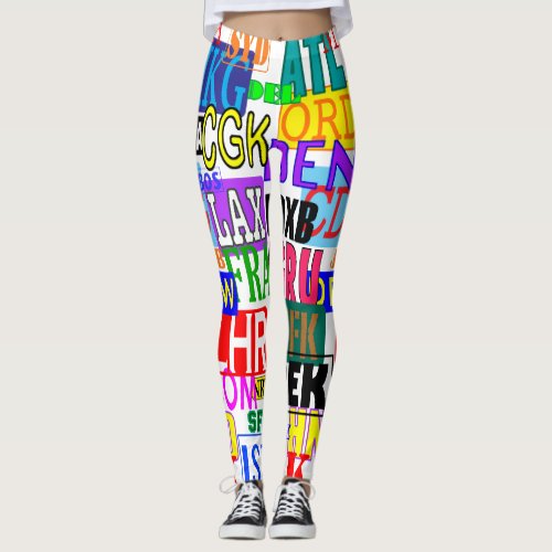 Fun and Colorful Three Letter Airport Codes Leggings
