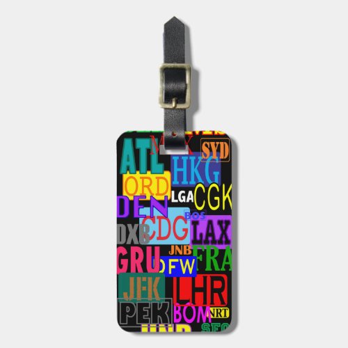 Fun and Colorful Three Letter Airport Codes Luggage Tag