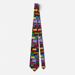 Fun and Colorful Three Letter Airport Codes Neck Tie