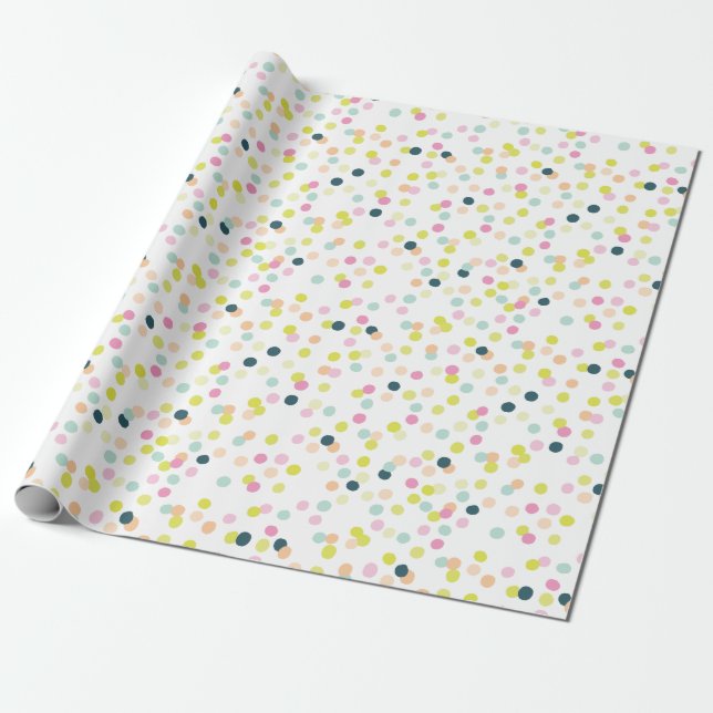 Fun and Colourful Confetti Dots Pattern Wrapping Paper (Unrolled)