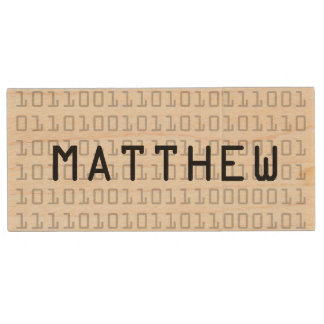 Fun and Cool Binary Code Personalized Wood Flash Drive