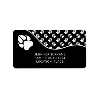Fun And Cute Black And White Paws With Custom Text Label