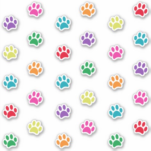 Fun and Cute Colorful Paw Prints Sticker Set