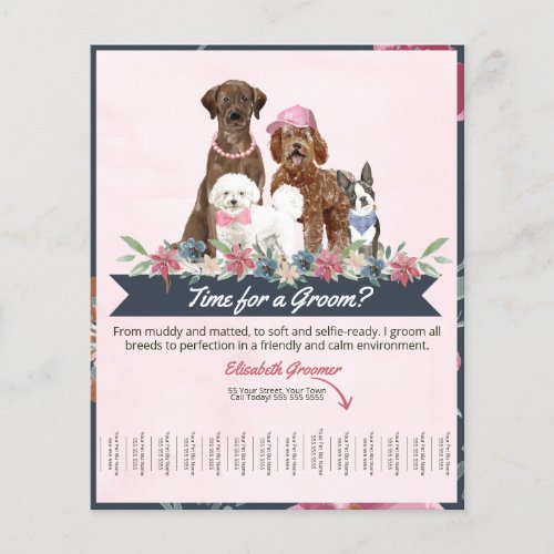 Fun and Cute Dog Grooming Flyer with Adorable Dogs