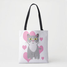 Fun and Cute Grey Cat Love Cartoon