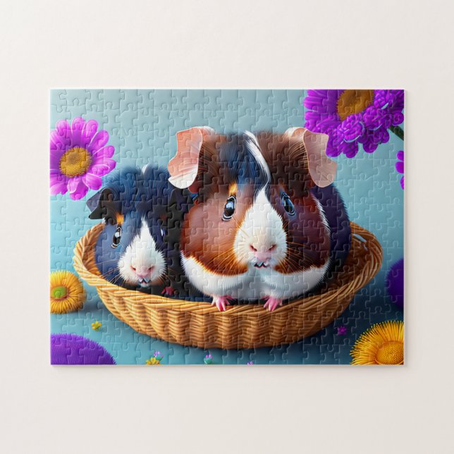 Fun and cute guinea pigs  jigsaw puzzle (Horizontal)