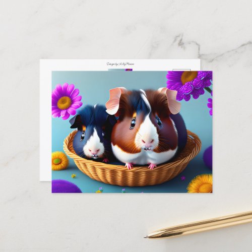 Fun and cute guinea pigs  postcard