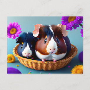 Fun and cute guinea pigs postcard