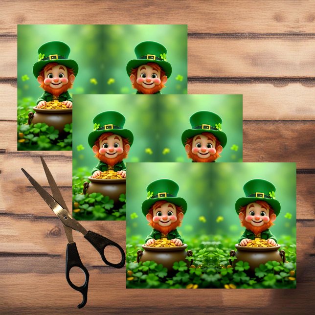 Fun and cute leprechaun, gold coins, shamrocks tissue paper (Creator Uploaded)